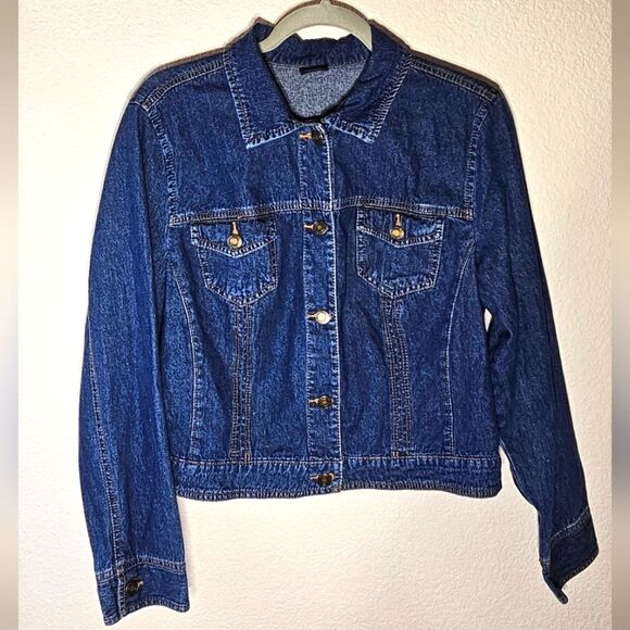 Faded Glory Women's Jacket sz Large Blue Classic Jean Jacket Like New Condition - Picture 2 of 5